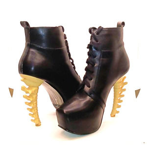 Size 8  Platform Bone High Heel Ankle Boots